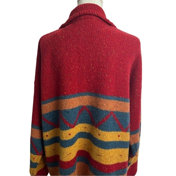 Valerie Stevens Sport Women Button Cardigan Sweater Large Aztec Shetland Wool - Picture 5 of 11